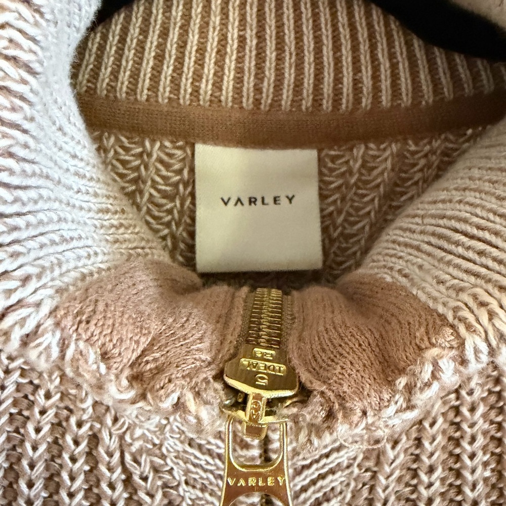 Varley Beige Knit Sweater with Gold Zipper - Picture 2 of 6
